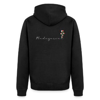 Madagascar - Unisex Premium Organic Zip Hoodie - black - Back - Nico (187cm)