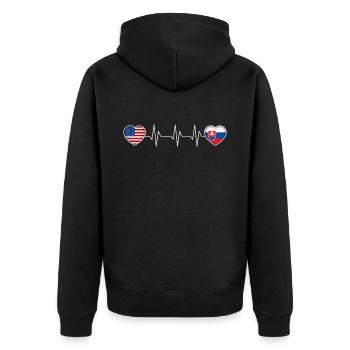 Slovakia - Unisex Premium Organic Zip Hoodie - black - Back - Nico (187cm)