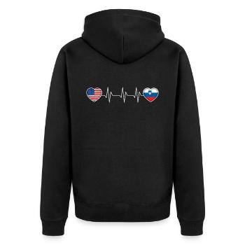 Slowenien - Unisex Premium Bio Zip Hoodie - Schwarz - Hinten - Nico (187cm)
