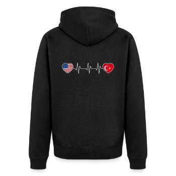 Türkei - Unisex Premium Bio Zip Hoodie - Schwarz - Hinten - Nico (187cm)