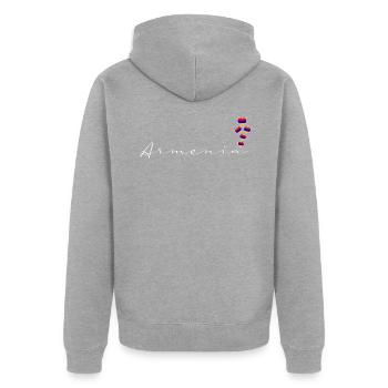 Armenien - Unisex Premium Bio Zip Hoodie - Grau meliert - Hinten - Nico (187cm)