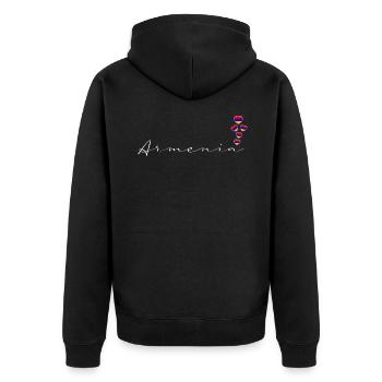 Armenien - Unisex Premium Bio Zip Hoodie - Schwarz - Hinten - Nico (187cm)