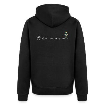 Réunion - Veste à capuche bio Premium Unisexe - noir - Dos - Nico (187cm)