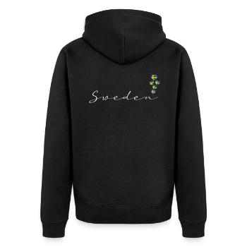 Sweden - Unisex Premium Organic Zip Hoodie - black - Back - Nico (187cm)