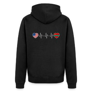 Transnistria - Unisex Premium Organic Zip Hoodie - black - Back - Nico (187cm)
