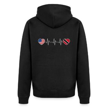 Trinidad und Tobago - Unisex Premium Bio Zip Hoodie - Schwarz - Hinten - Nico (187cm)
