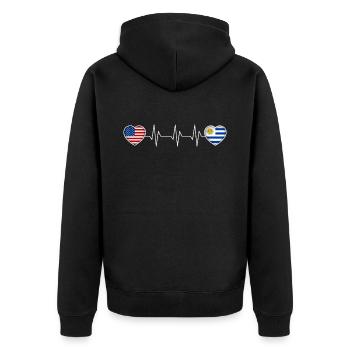 Uruguay - Unisex Premium Organic Zip Hoodie - black - Back - Nico (187cm)