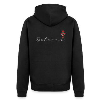 Belarus - Unisex Premium Organic Zip Hoodie - black - Back - Nico (187cm)