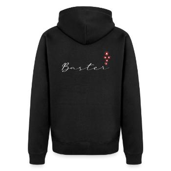 Baster - Unisex Premium Organic Zip Hoodie - black - Back - Nico (187cm)