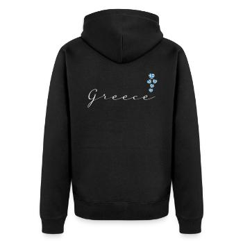 Griechenland - Unisex Premium Bio Zip Hoodie - Schwarz - Hinten - Nico (187cm)
