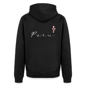 Peru - Unisex Premium Bio Zip Hoodie - Schwarz - Hinten - Nico (187cm)