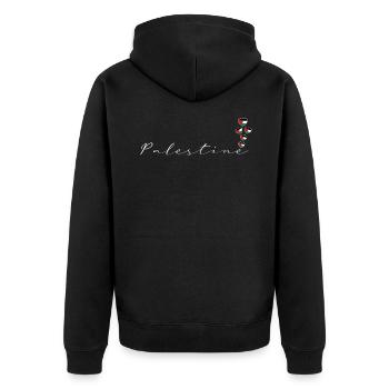 Palästina - Unisex Premium Bio Zip Hoodie - Schwarz - Hinten - Nico (187cm)
