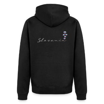 Slovenia - Unisex Premium Organic Zip Hoodie - black - Back - Nico (187cm)