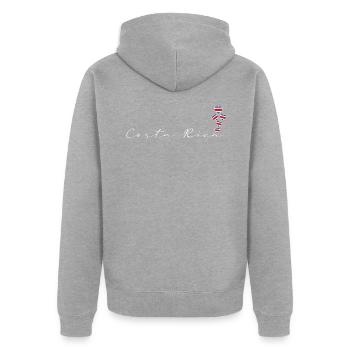 Costa Rica - Unisex Premium Bio Zip Hoodie - Grau meliert - Hinten - Nico (187cm)
