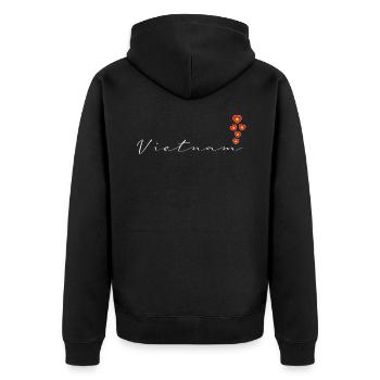 Vietnam - Unisex Premium Organic Zip Hoodie - black - Back - Nico (187cm)