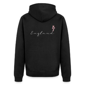 England - Unisex Premium Organic Zip Hoodie - black - Back - Nico (187cm)
