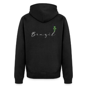 Brazil - Unisex Premium Organic Zip Hoodie - black - Back - Nico (187cm)