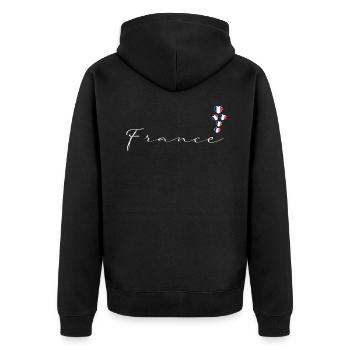 Frankreich - Unisex Premium Bio Zip Hoodie - Schwarz - Hinten - Nico (187cm)