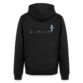 Guatemala - Unisex Premium Organic Zip Hoodie - black - Back - Nico (187cm)