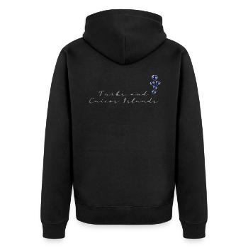 Turks und Caicosinseln - Unisex Premium Bio Zip Hoodie - Schwarz - Hinten - Nico (187cm)