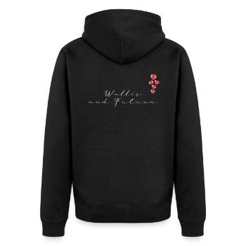 Wallis und Futuna - Unisex Premium Bio Zip Hoodie - Schwarz - Hinten - Nico (187cm)