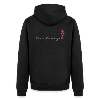 Montenegro - Unisex Premium Bio Zip Hoodie - Schwarz - Hinten - Nico (187cm)