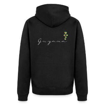 Guyana - Unisex Premium Organic Zip Hoodie - black - Back - Nico (187cm)
