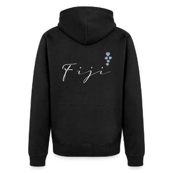 Fidschi - Unisex Premium Bio Zip Hoodie - Schwarz - Hinten - Nico (187cm)