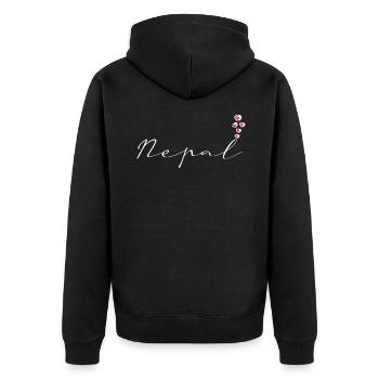 Nepal - Unisex Premium Bio Zip Hoodie - Schwarz - Hinten - Nico (187cm)