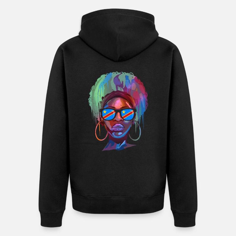 République démocratique du Congo - Veste à capuche bio Premium Unisexe - noir