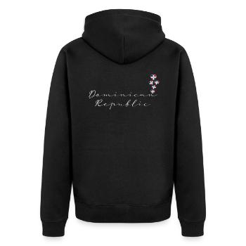 Dominikanische Republik - Unisex Premium Bio Zip Hoodie - Schwarz - Hinten - Nico (187cm)