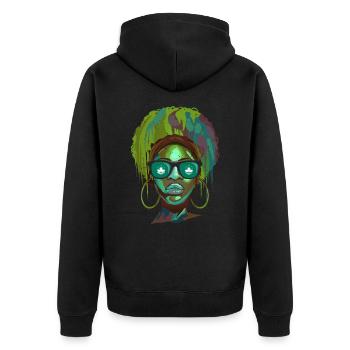 Macau - Unisex Premium Bio Zip Hoodie - Schwarz - Hinten - Nico (187cm)