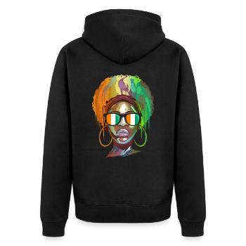 Elfenbeinküste - Unisex Premium Bio Zip Hoodie - Schwarz - Hinten - Nico (187cm)