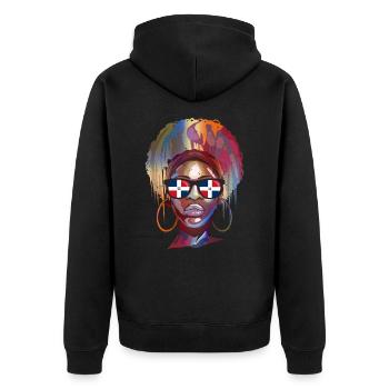 Dominikanische Republik - Unisex Premium Bio Zip Hoodie - Schwarz - Hinten - Nico (187cm)