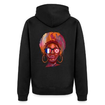 Wallis und Futuna - Unisex Premium Bio Zip Hoodie - Schwarz - Hinten - Nico (187cm)