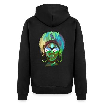 Dschibuti - Unisex Premium Bio Zip Hoodie - Schwarz - Hinten - Nico (187cm)