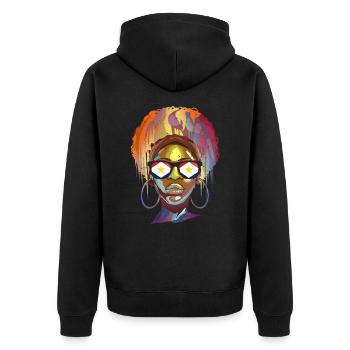 Saba - Unisex Premium Organic Zip Hoodie - black - Back - Nico (187cm)