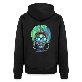 South Cameroon - Unisex Premium Organic Zip Hoodie - black - Back - Nico (187cm)
