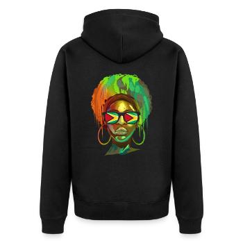 Guyana - Unisex Premium Organic Zip Hoodie - black - Back - Nico (187cm)