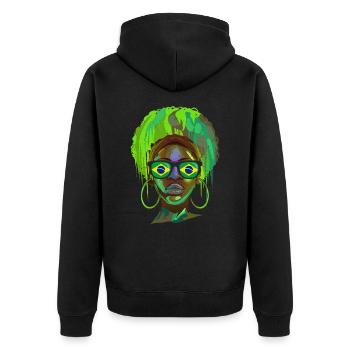 Brazil - Unisex Premium Organic Zip Hoodie - black - Back - Nico (187cm)