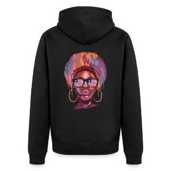 Liberia - Unisex Premium Bio Zip Hoodie - Schwarz - Hinten - Nico (187cm)