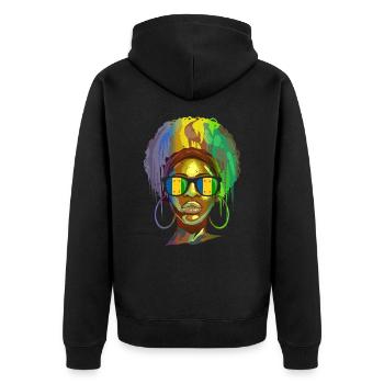 Ogoni - Unisex Premium Bio Zip Hoodie - Schwarz - Hinten - Nico (187cm)