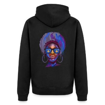 Kosovo - Unisex Premium Bio Zip Hoodie - Schwarz - Hinten - Nico (187cm)