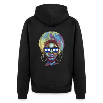 Israel - Unisex Premium Organic Zip Hoodie - black - Back - Nico (187cm)
