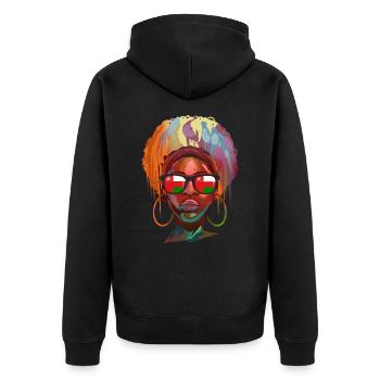 Oman - Unisex Premium Bio Zip Hoodie - Schwarz - Hinten - Nico (187cm)