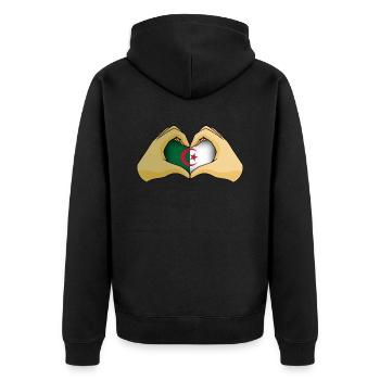 Algerien - Unisex Premium Bio Zip Hoodie - Schwarz - Hinten - Nico (187cm)