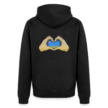 Aruba - Unisex Premium Organic Zip Hoodie - black - Back - Nico (187cm)
