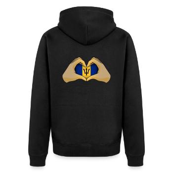 Barbados - Unisex Premium Bio Zip Hoodie - Schwarz - Hinten - Nico (187cm)