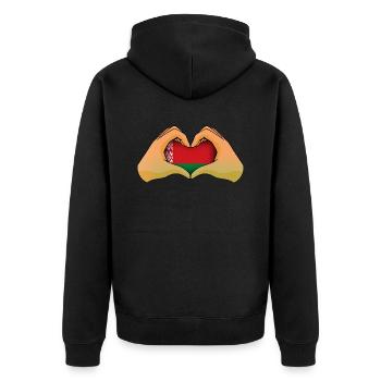 Belarus - Unisex Premium Organic Zip Hoodie - black - Back - Nico (187cm)
