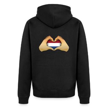 Netherlands - Unisex Premium Organic Zip Hoodie - black - Back - Nico (187cm)